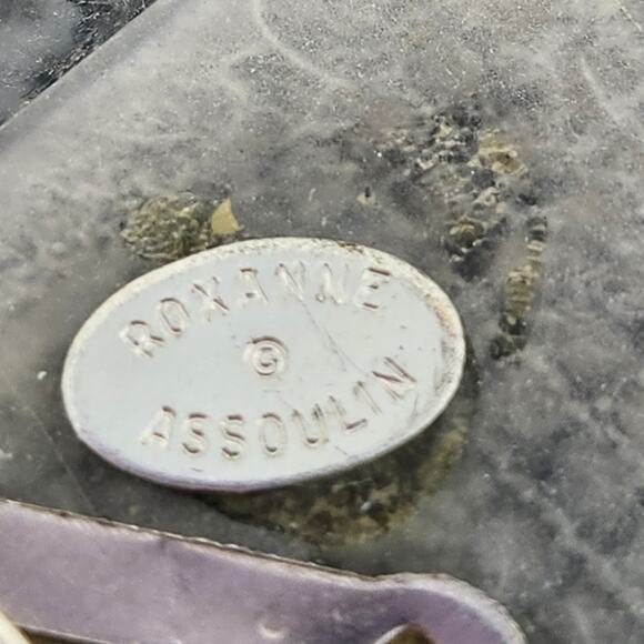 Roxanne Assoulin Geometric Brooch Pin Rhinestone Red Green Clear Art Deco Style - Picture 5 of 6